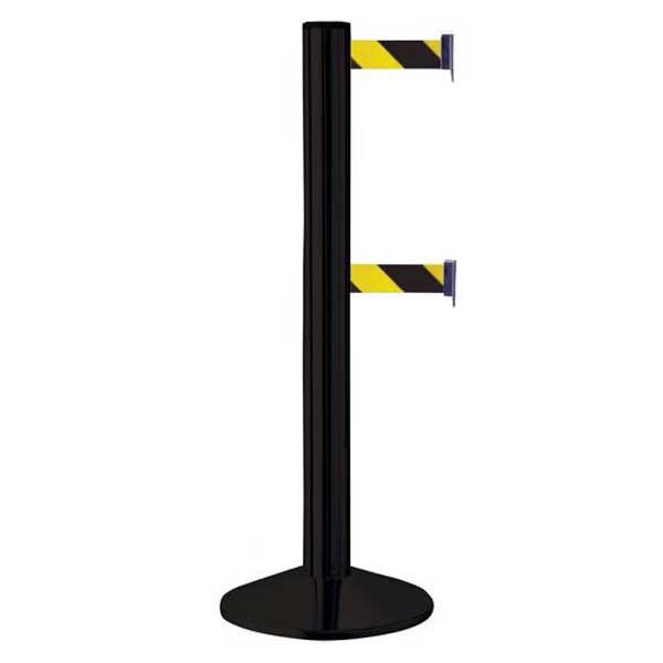 Yellow and Black Aluminium Double Belt Barrier Post