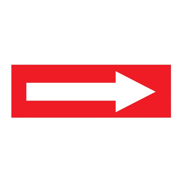 White arrow on red - 300mm x 100mm