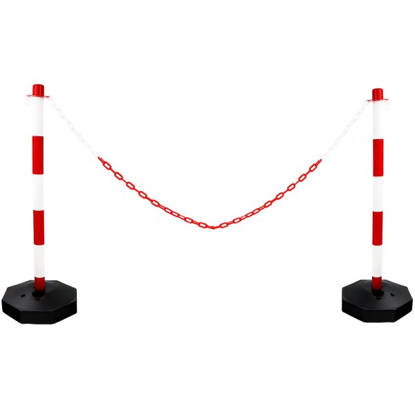 2 Sets Temporary Plastic Post and Chain Barrier Kit