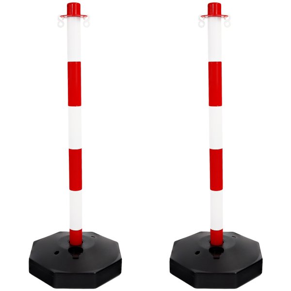 2 Sets Temporary Plastic Post and Chain Barrier Kit