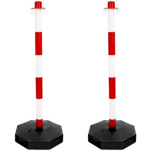 2 Sets Temporary Plastic Post and Chain Barrier Kit