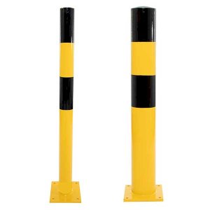 Black and Yellow Traffic Safety Bollard for Vehicle Protection