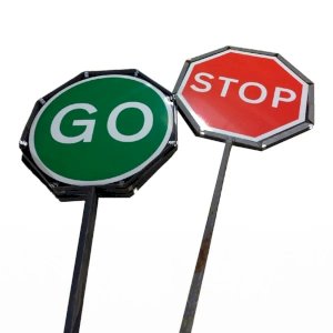 Zintec Stop/Go Sign c/w Ring and Pole Frame